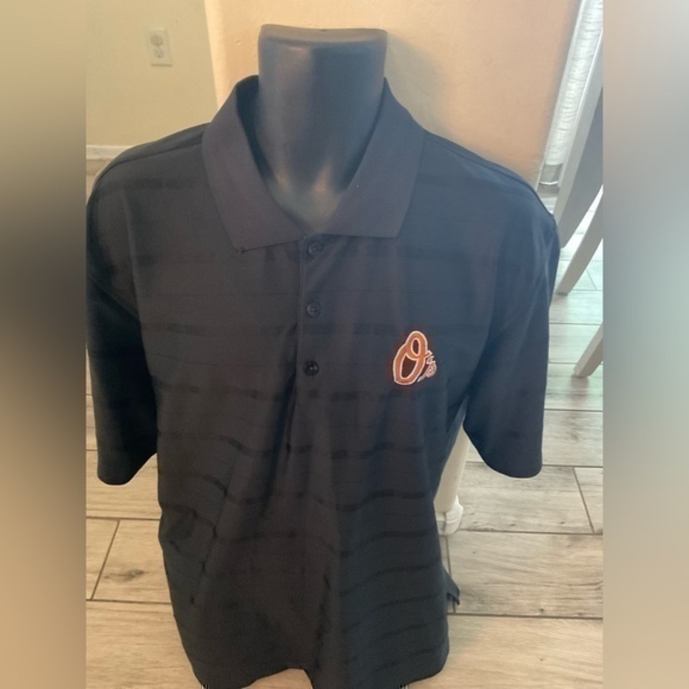 Men’s used black Antigua size XL Baltimore Orioles baseball polo shirt